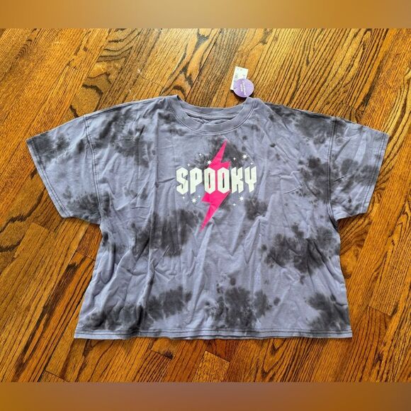 NWT New SUGAR JADE Oversized Cropped Spooky Halloween Tee Tie Dye XXL 20 22 - Picture 3 of 4